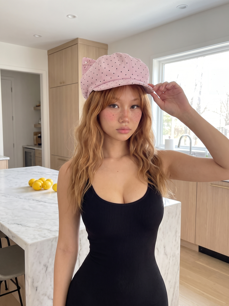 Polka Dot Cat Ear Beret