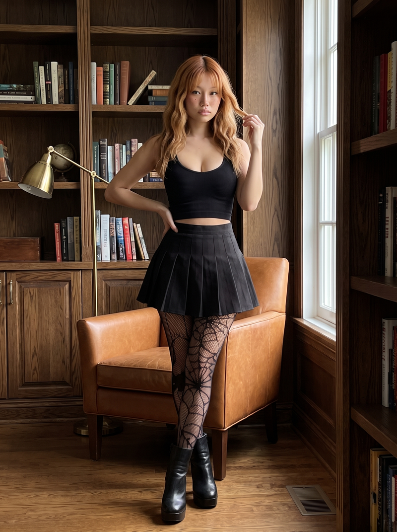 Spiderweb Print Fishnet Tights