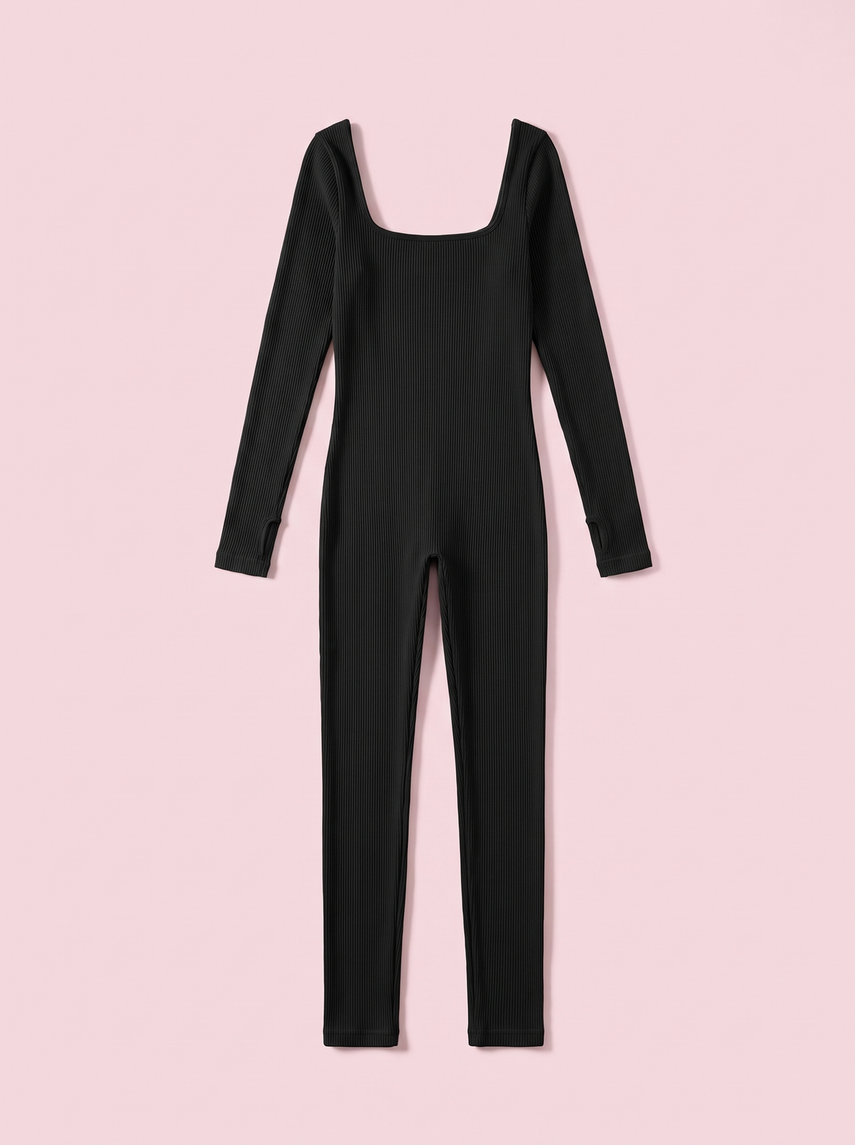 Square Neck Ribbed Jumpsuit