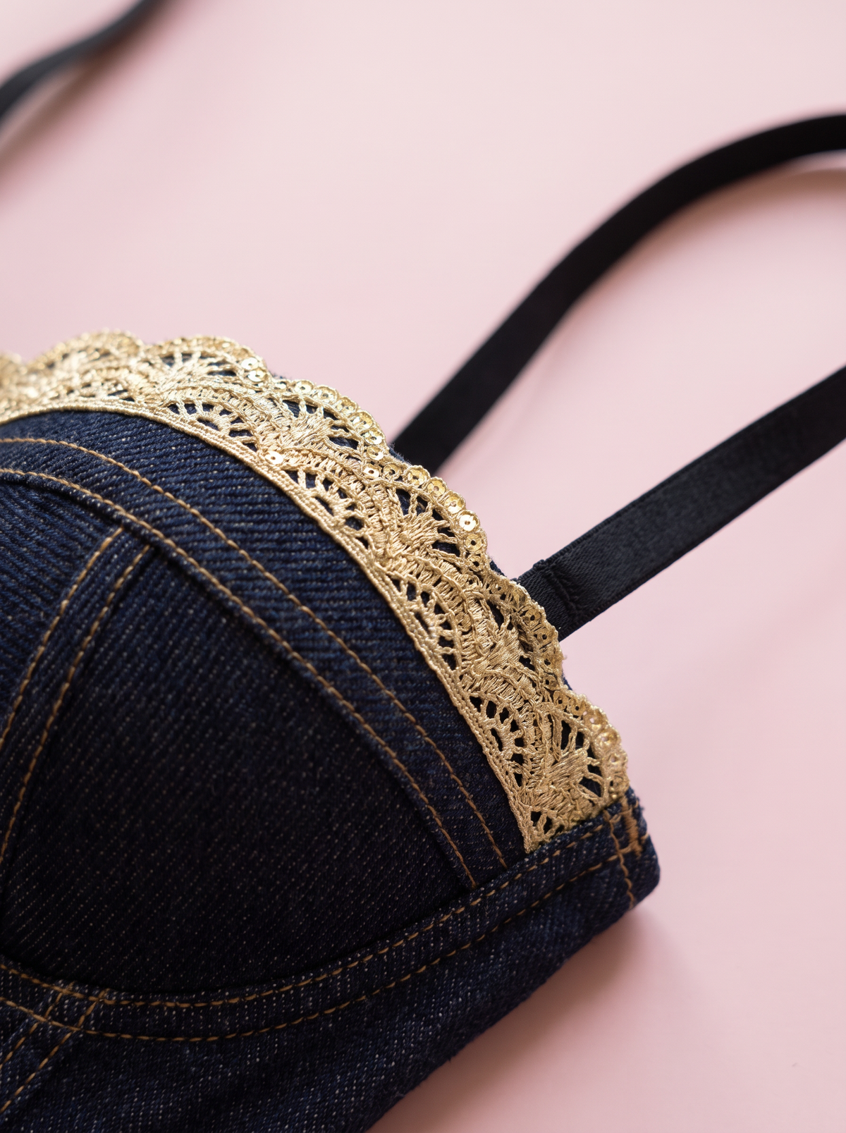 Denim Lace-Up Corset