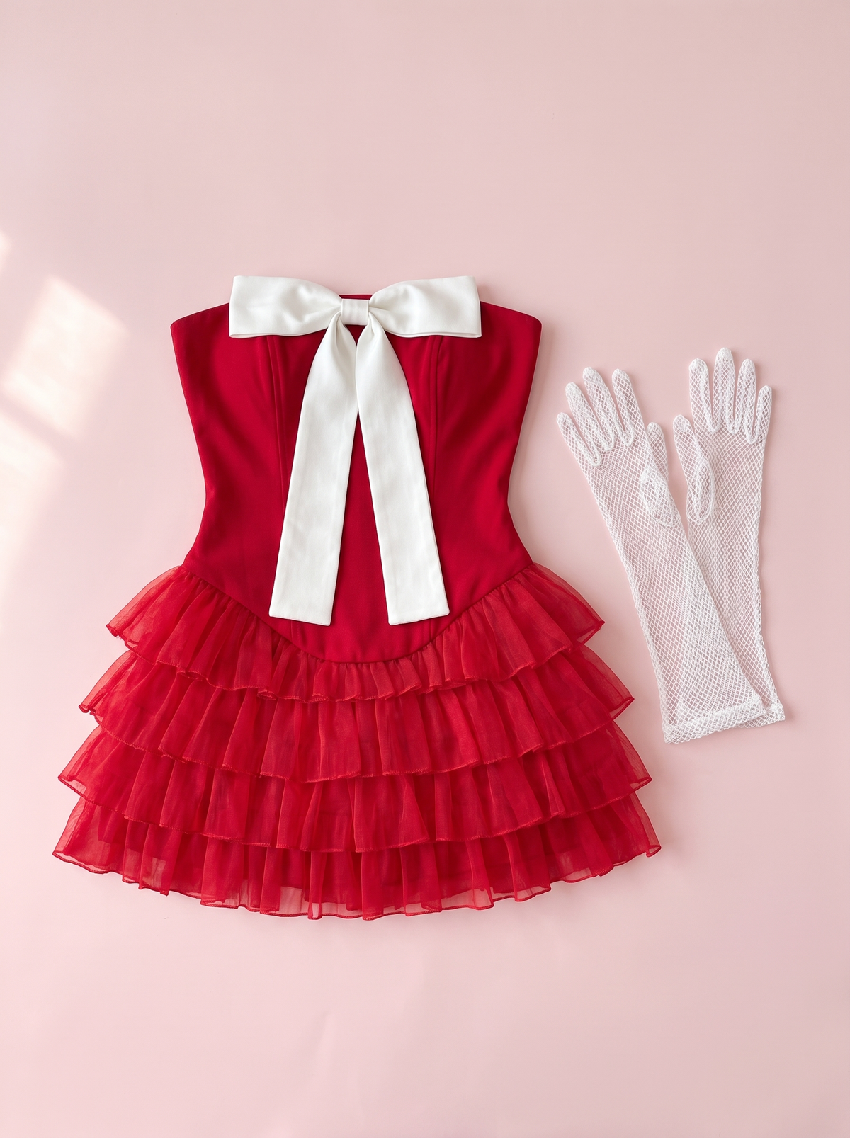 Ruffle Bow Mini Dress — Coquette Party Dress