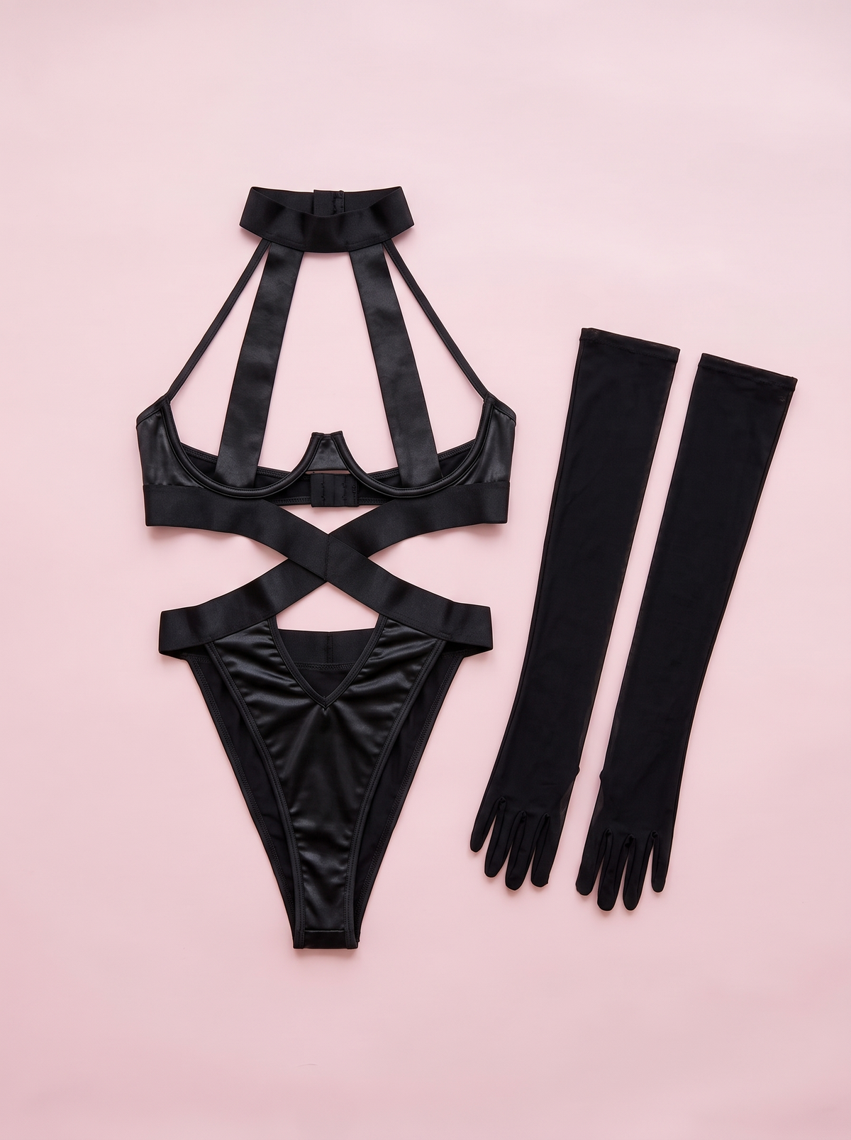 Black Strap Cutout Bodysuit