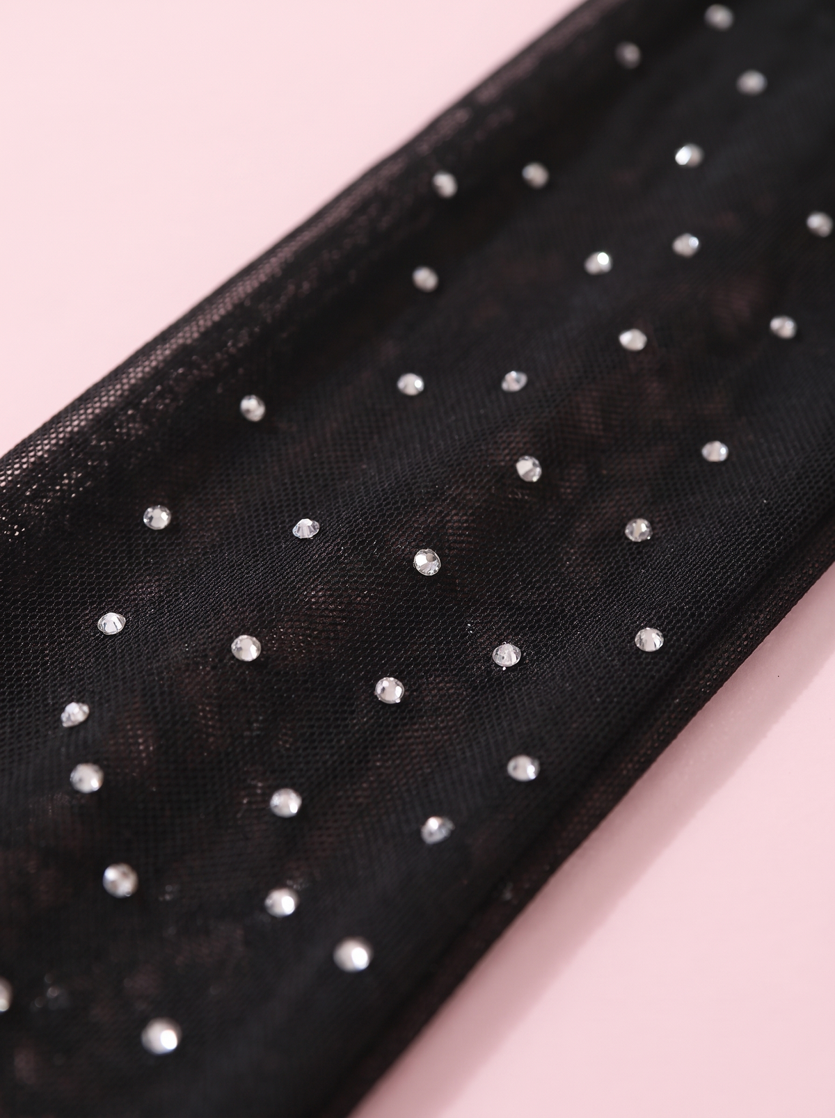 Black Feather Trim Rhinestone Teddy
