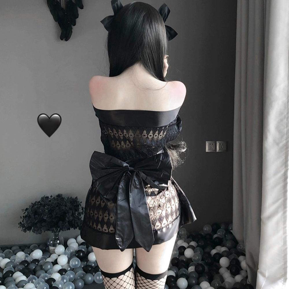 Women's Lace Kimono Robe Babydoll Lingerie Mesh Nightgown