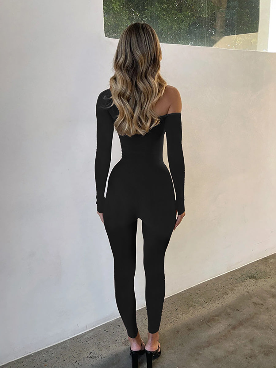 Cutout One Shoulder Full Bodystocking