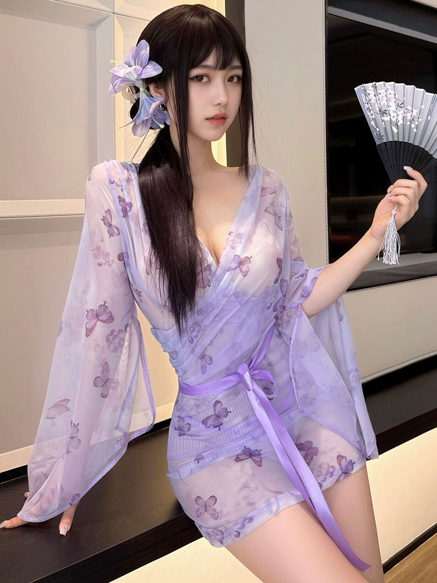 Delicate Butterfly Print Kimono