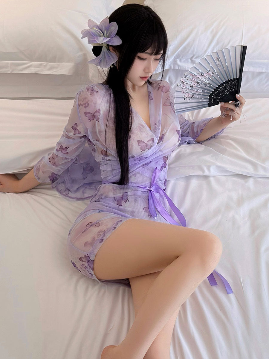 Delicate Butterfly Print Kimono