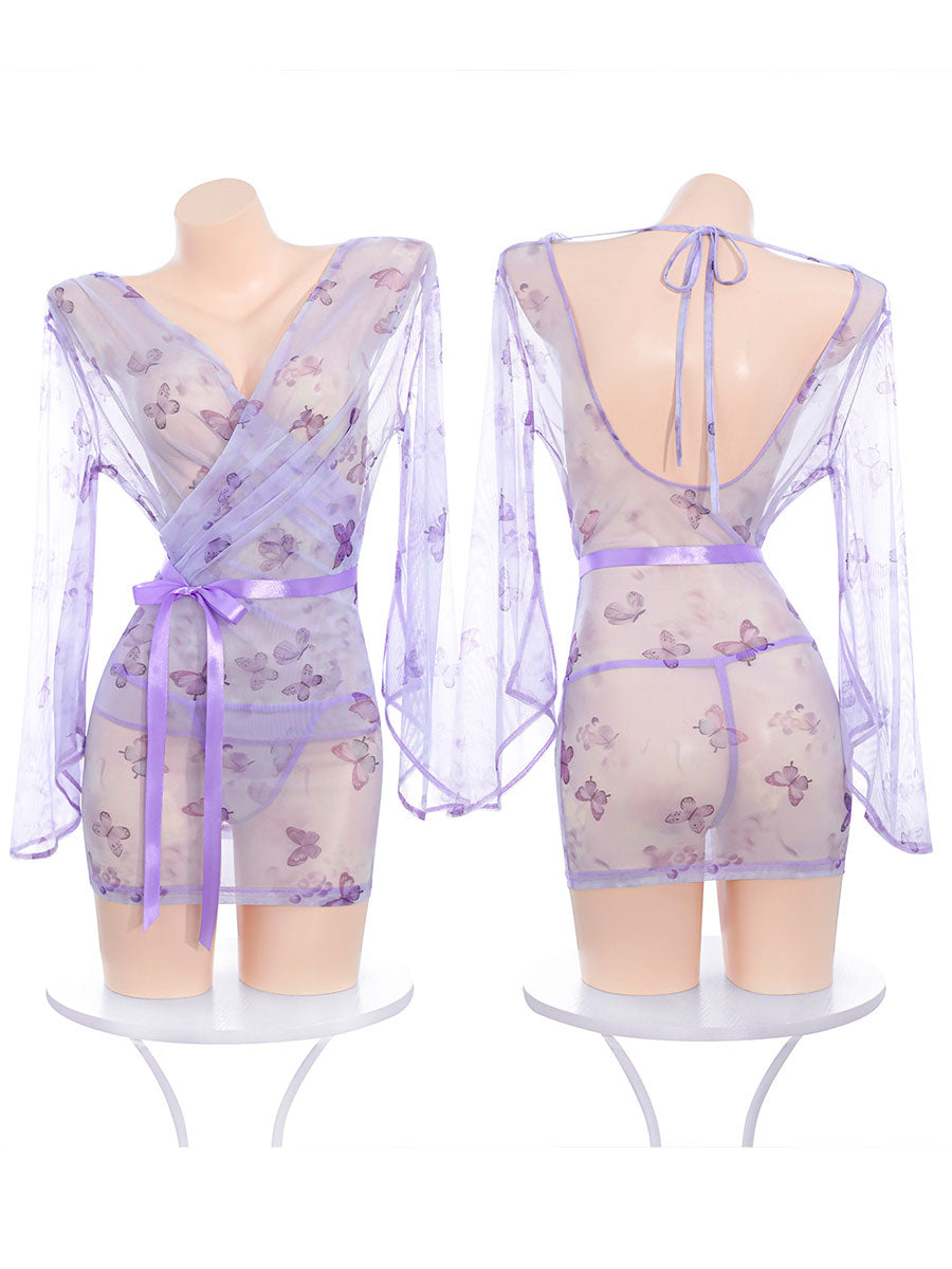 Delicate Butterfly Print Kimono