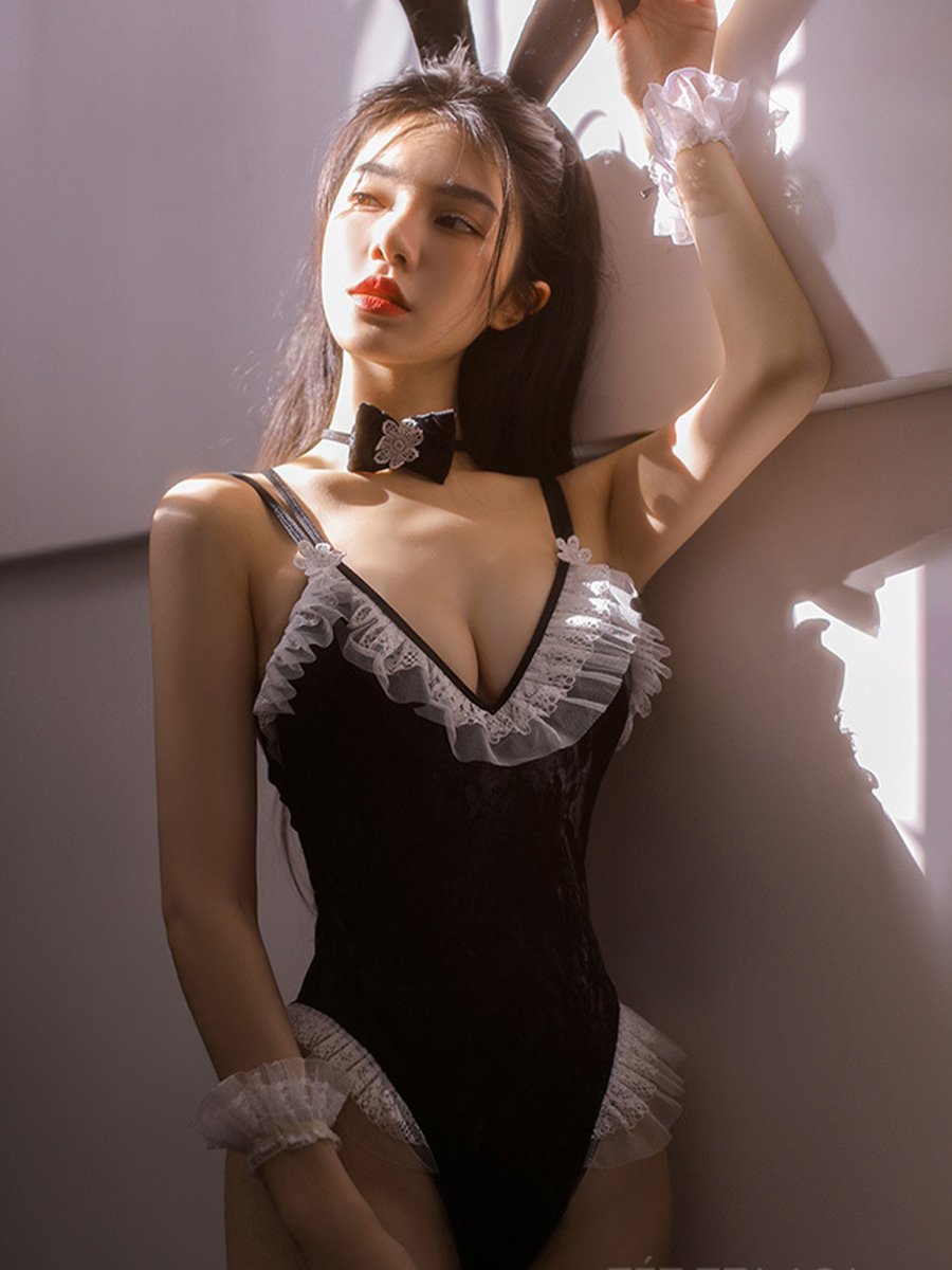 Velvet Bunny Open Crotch Bodysuit