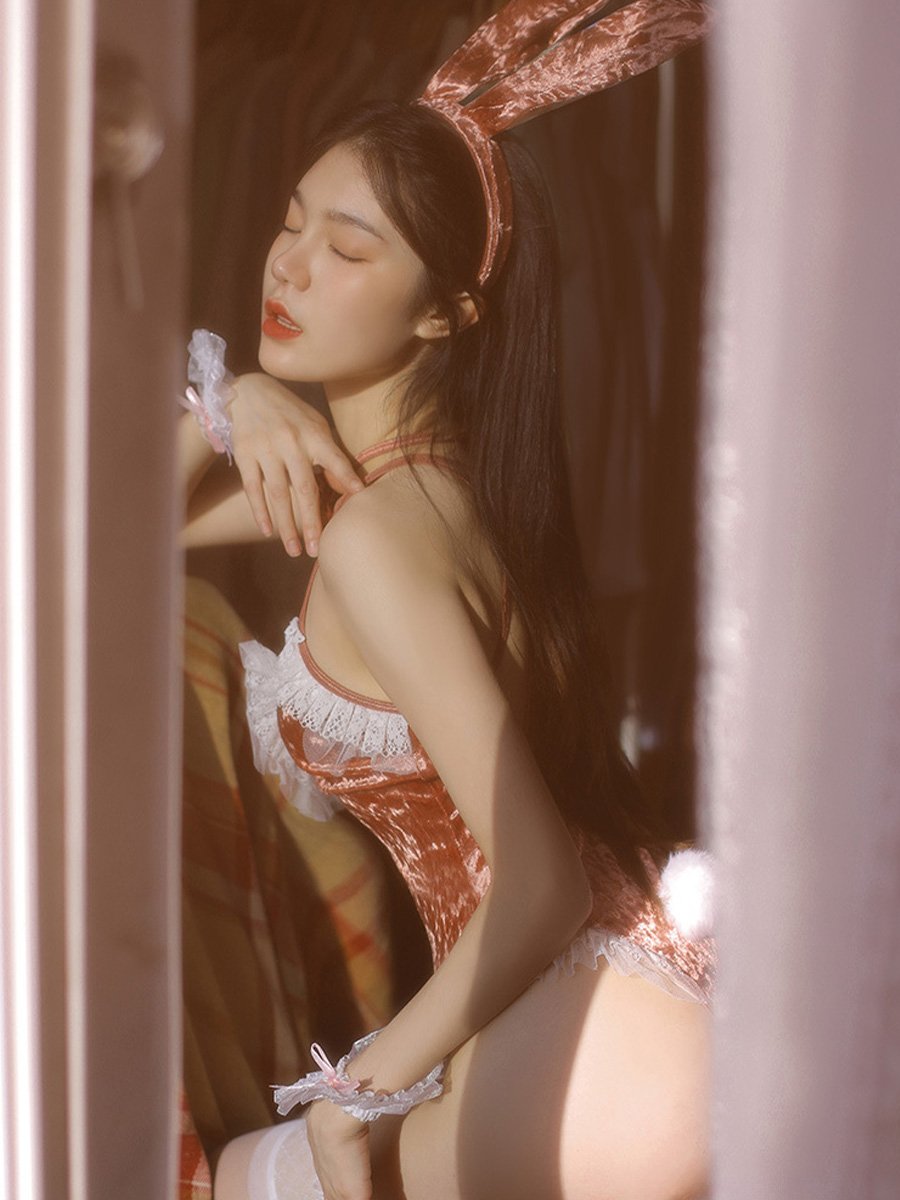 Velvet Bunny Open Crotch Bodysuit
