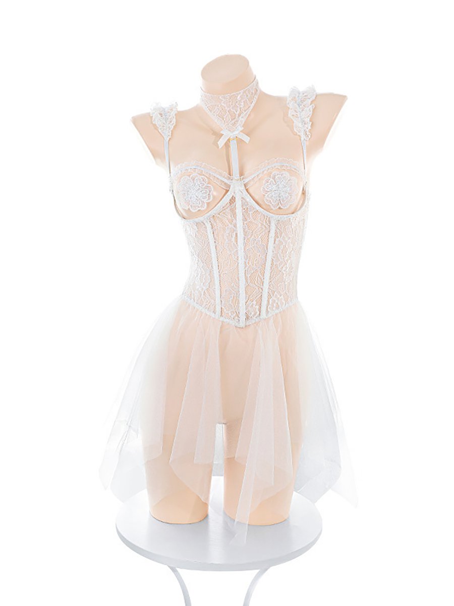 Lace Bustier Cupless Babydoll Dress