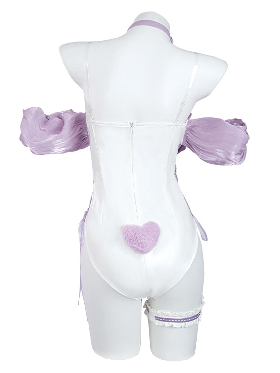 Leather Cat Snap Crotch  Bodysuit