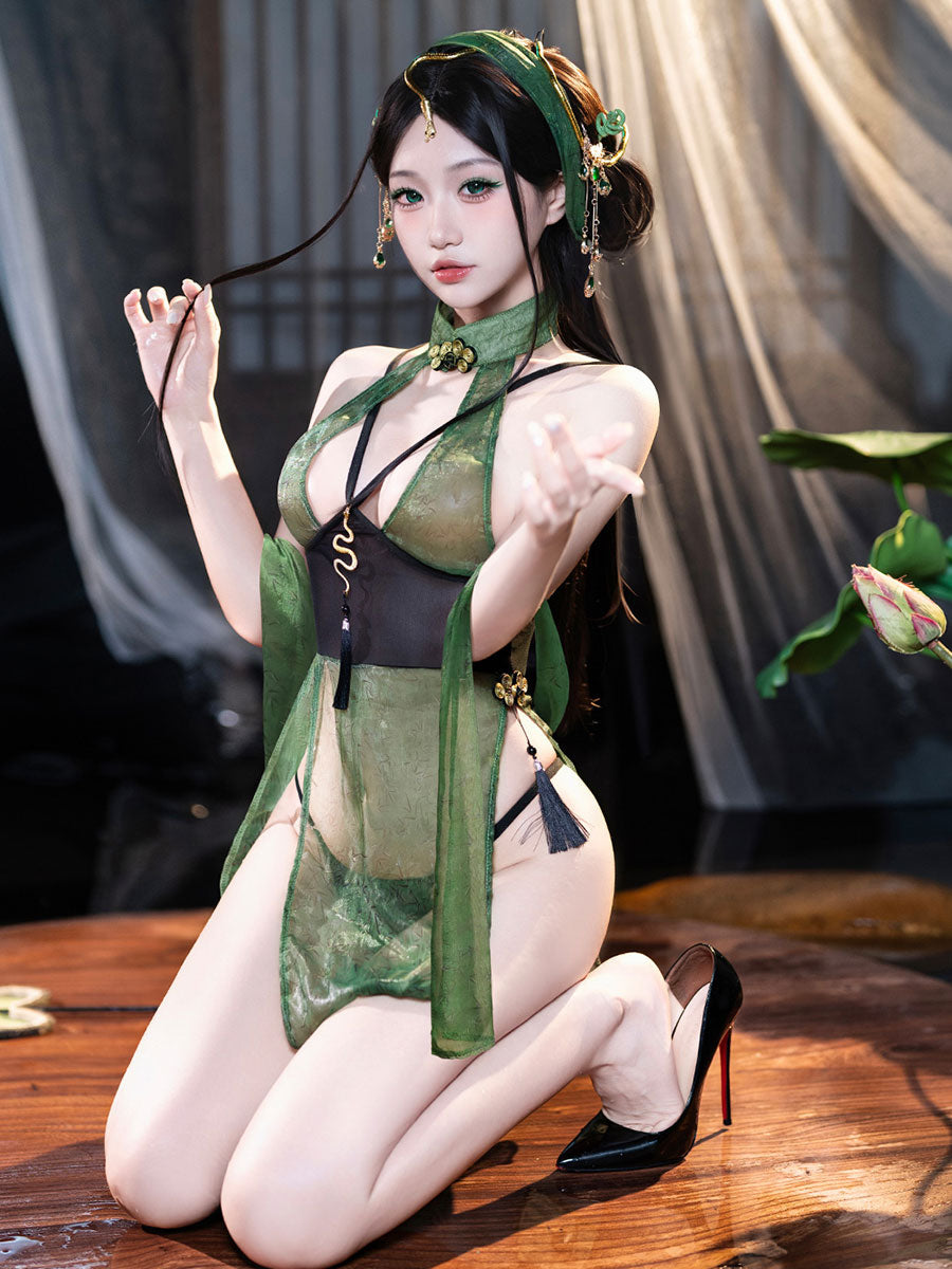 Green Snake Chinese-Inspired Dress