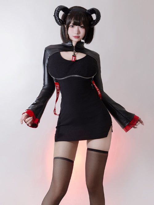 Open Cup Chinese Style Gothic Dress