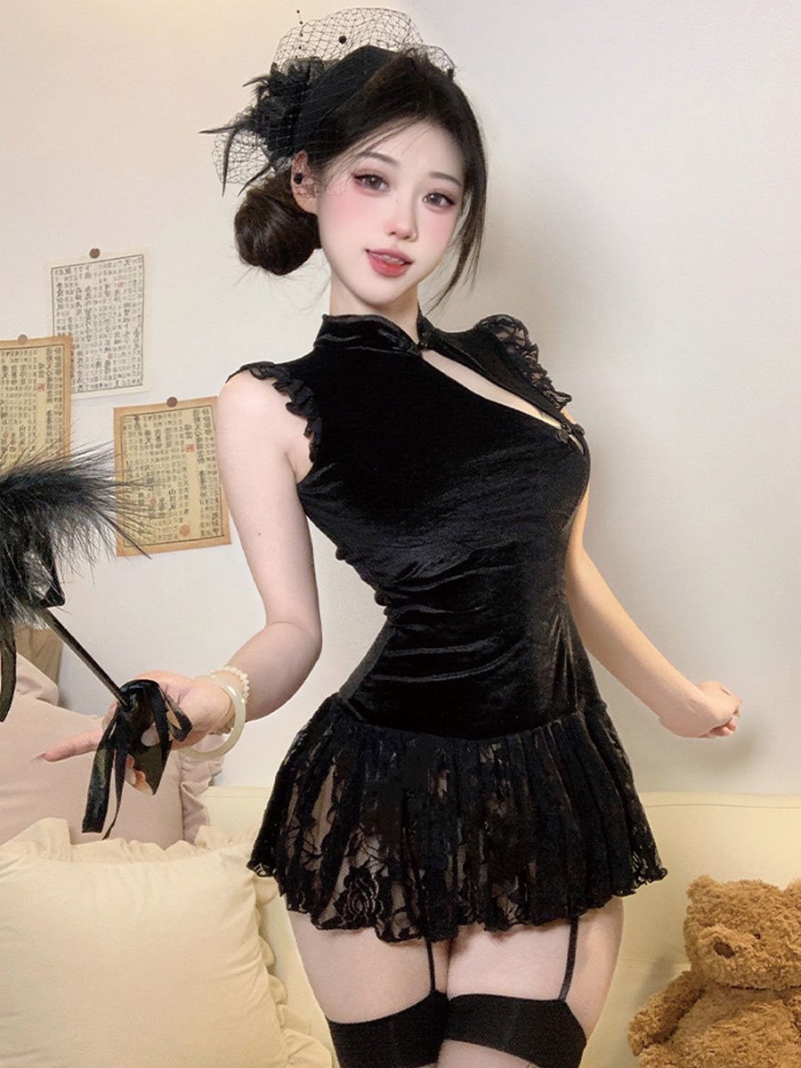 Chinese Style Lace Babydoll Dress