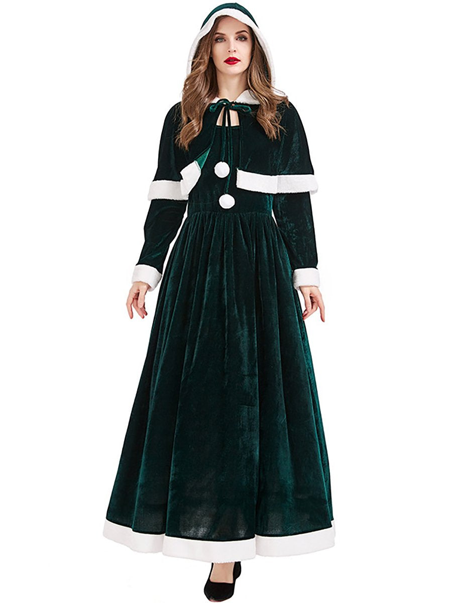 Velvet Mrs Claus Maxi Dress with Shawl
