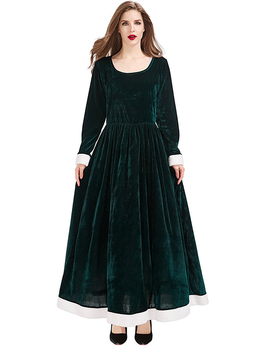 Velvet Mrs Claus Maxi Dress with Shawl