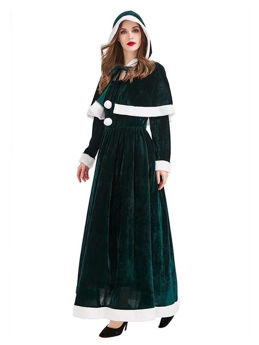 Velvet Mrs Claus Maxi Dress with Shawl