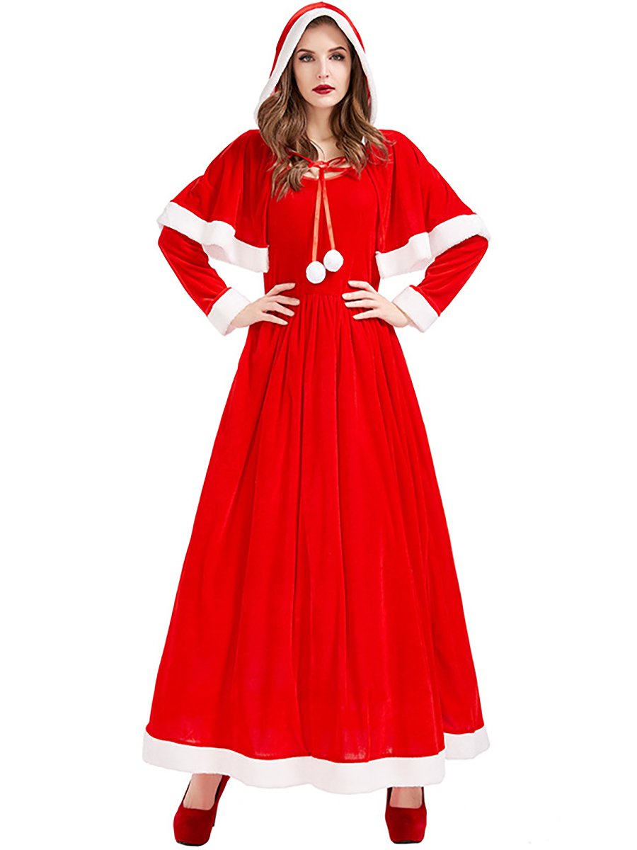 Velvet Mrs Claus Maxi Dress with Shawl