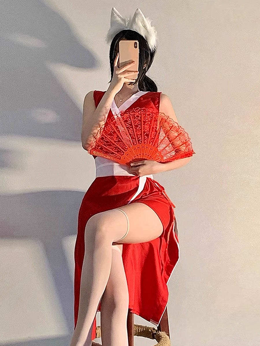 Anime Red Sleeveless Kimono Dress