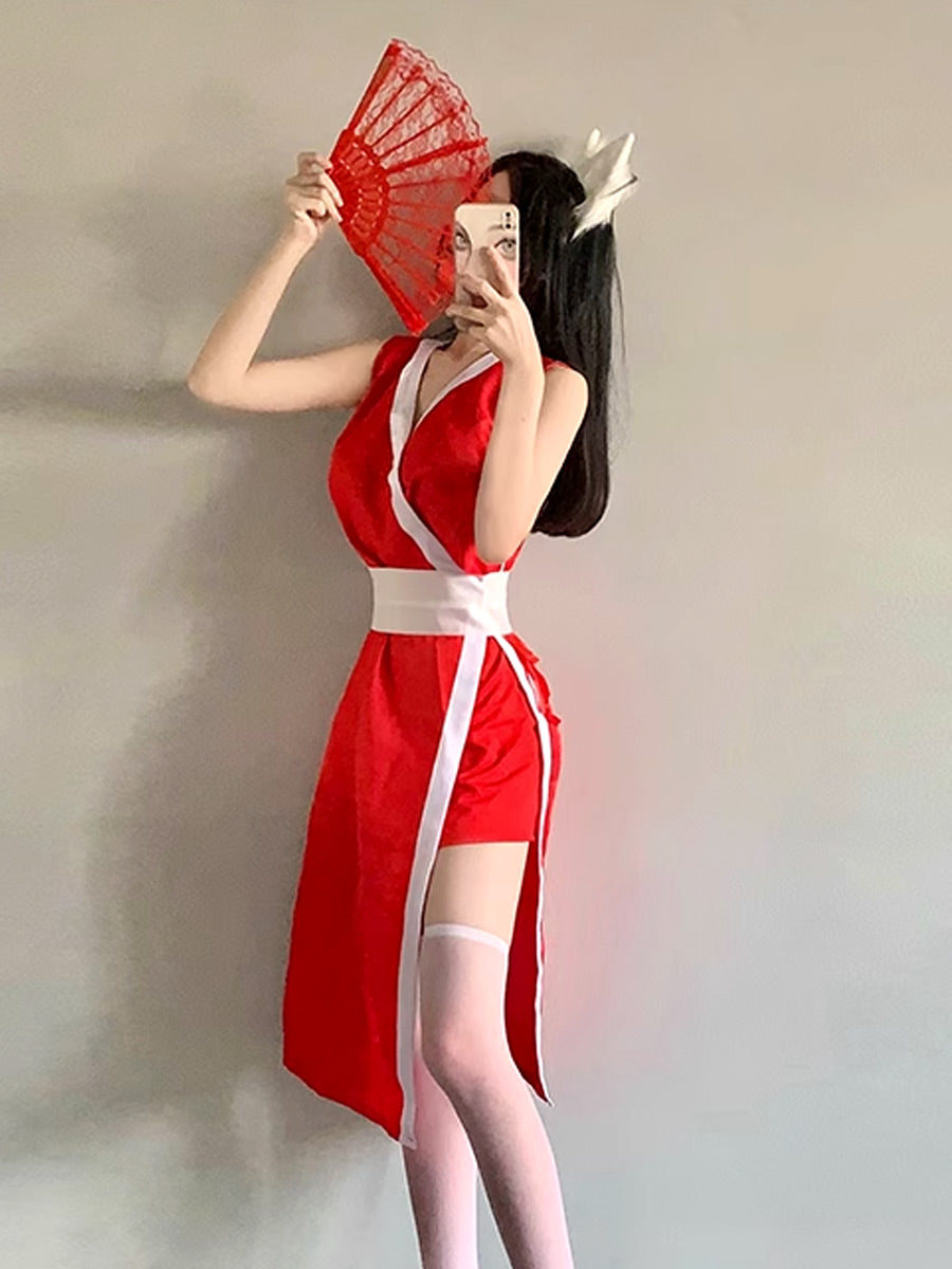 Anime Red Sleeveless Kimono Dress