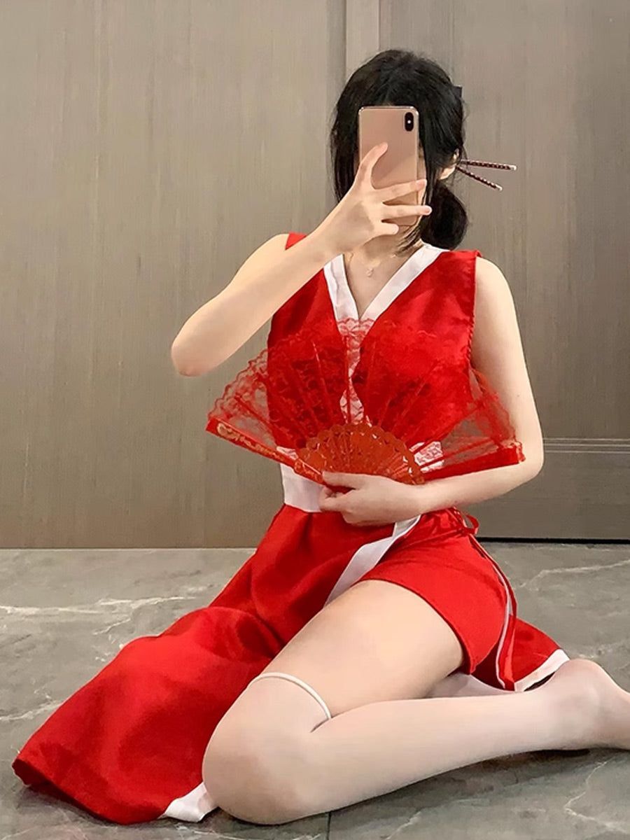 Anime Red Sleeveless Kimono Dress