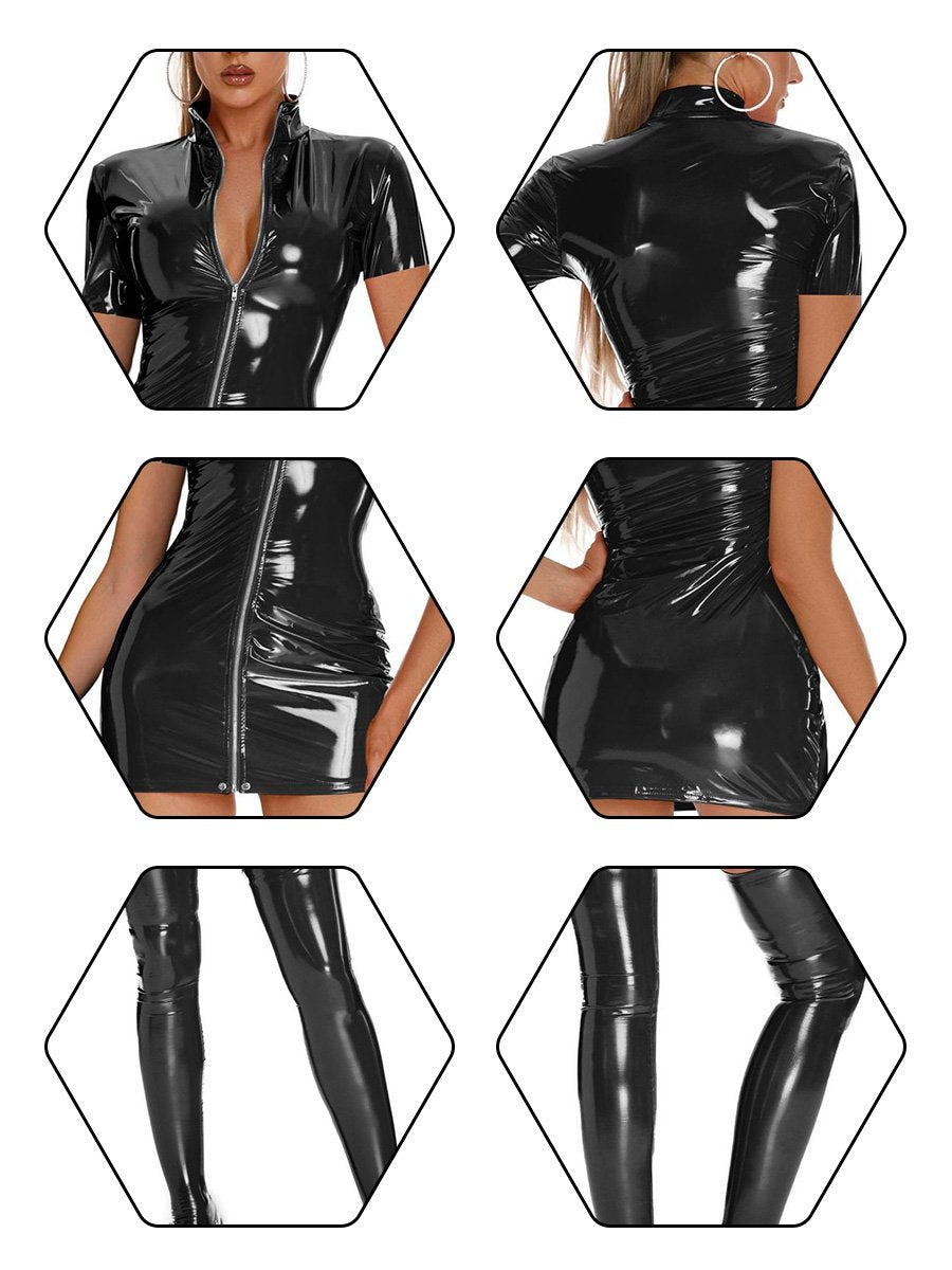 Latex Short Sleeve Party Dress