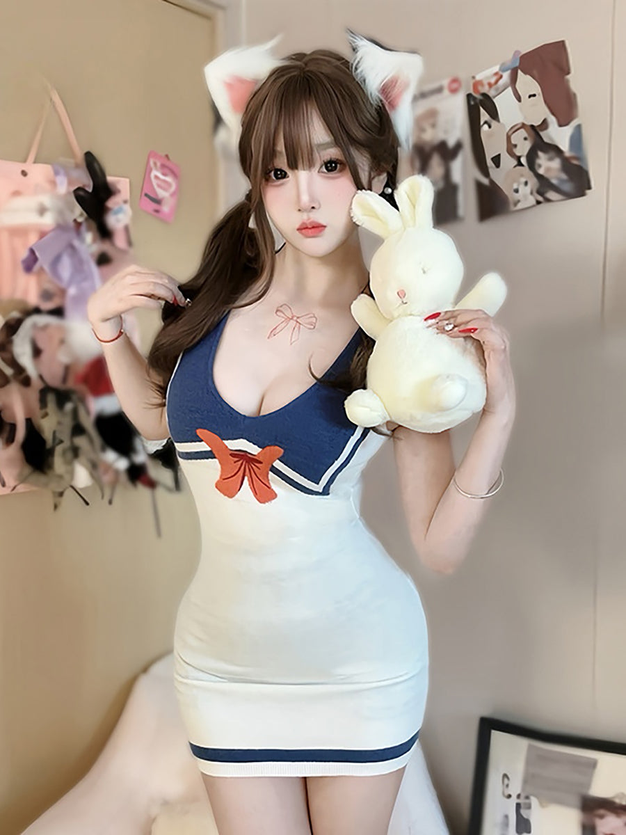 Anime Sailor Style Knitted Bodycon Dress