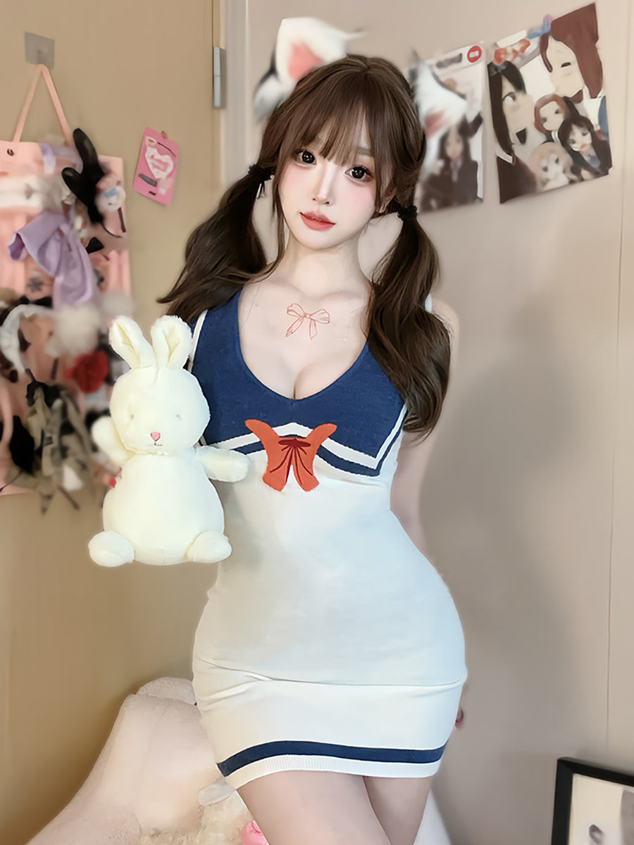 Anime Sailor Style Knitted Bodycon Dress