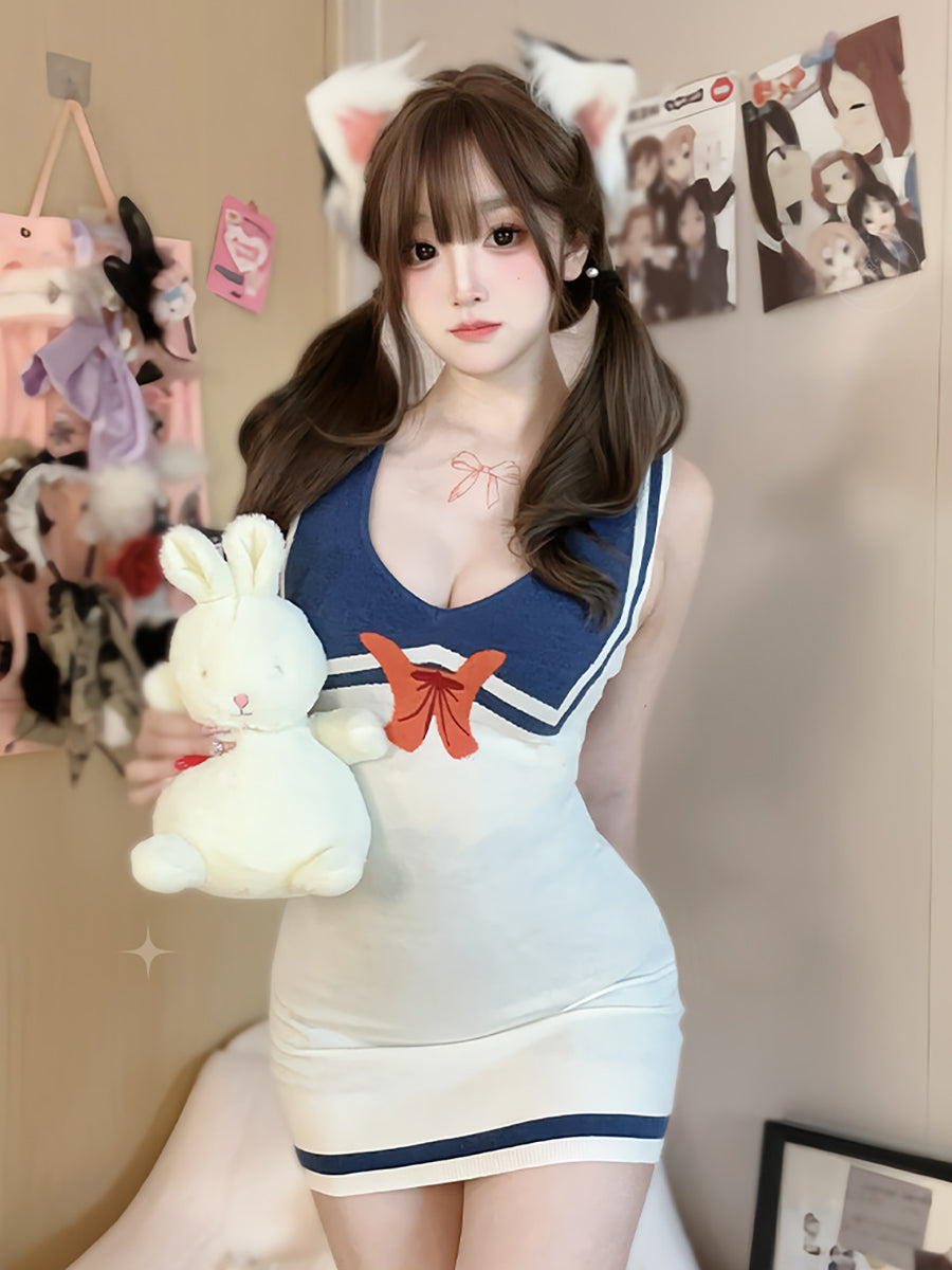 Anime Sailor Style Knitted Bodycon Dress