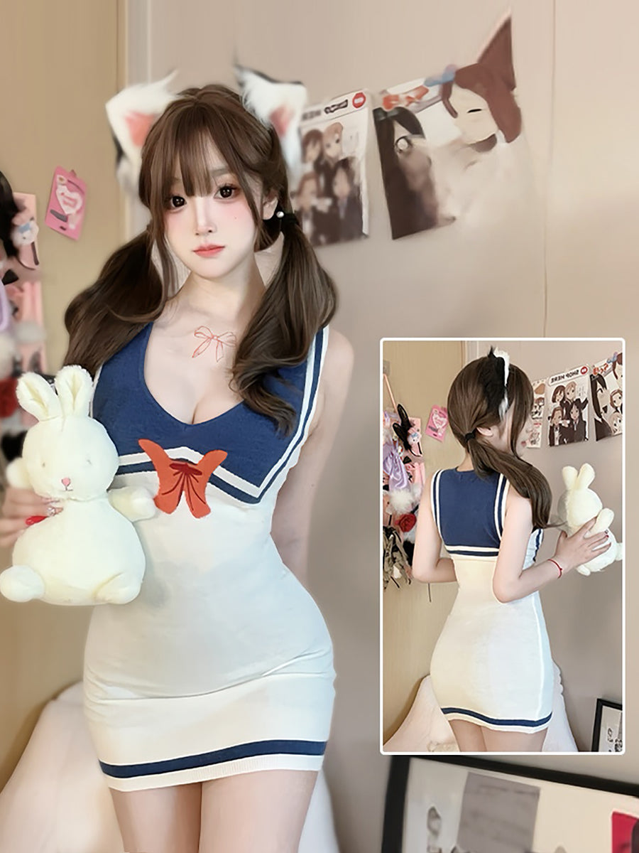 Anime Sailor Style Knitted Bodycon Dress