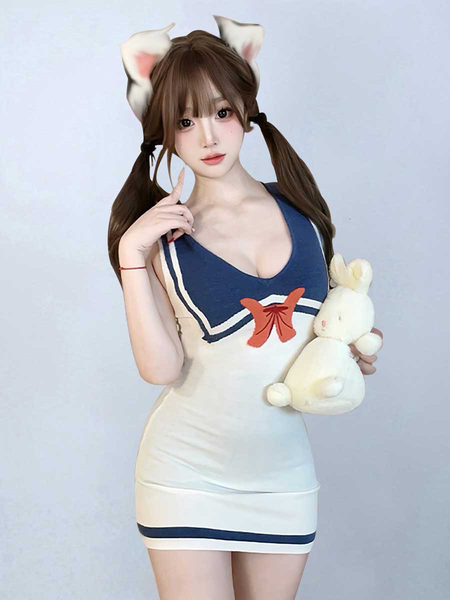 Anime Sailor Style Knitted Bodycon Dress