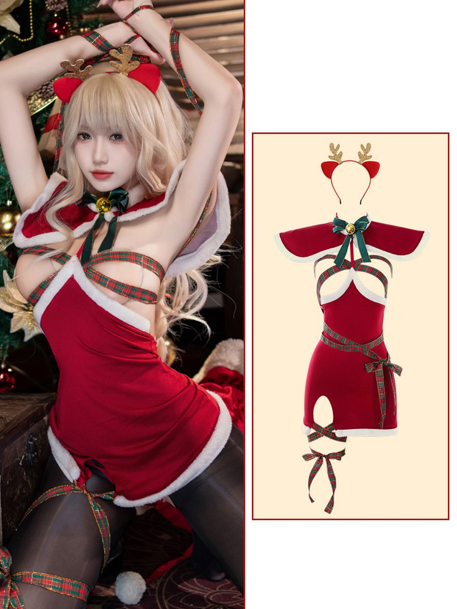 Mrs Claus Cupless Velvet Dress