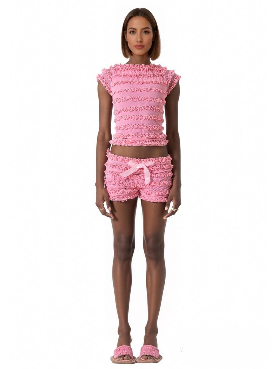 Two Piece Ruffled Girly Rave Outfit