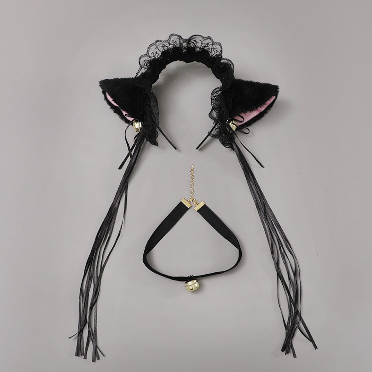 Yomorio Neko Girl Headband and Choker Lace Cat Ears Headpiece 2 Piece Cat Cosplay Accessories