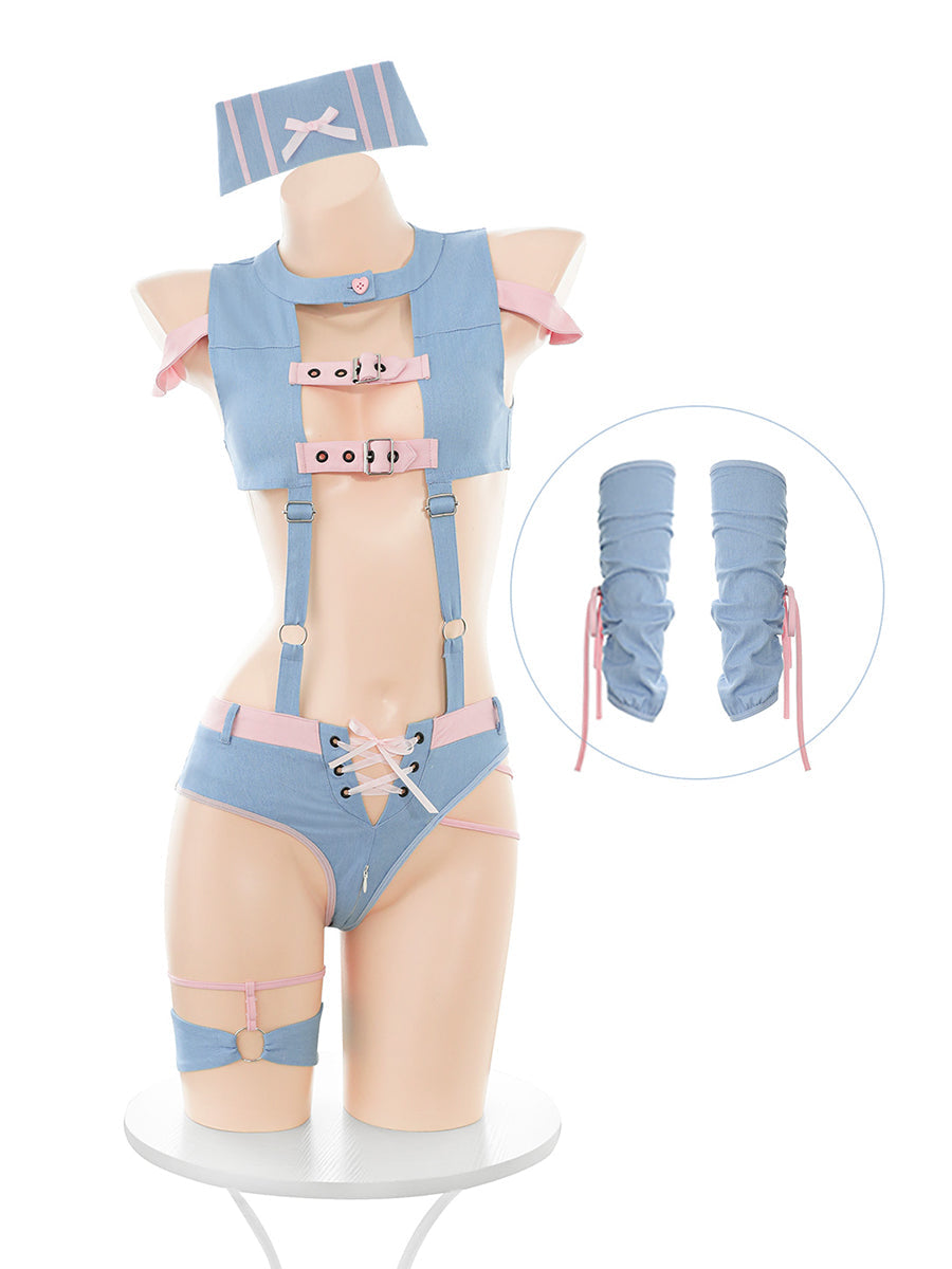 Zipper Crotch Nurse Bodysuit