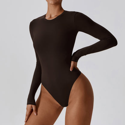 Sexy Slim Yoga Long Sleeve One-piece Bottoming Skinny Jumpsuit