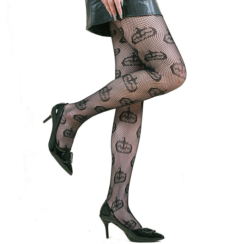 Spiderweb Print Fishnet Tights