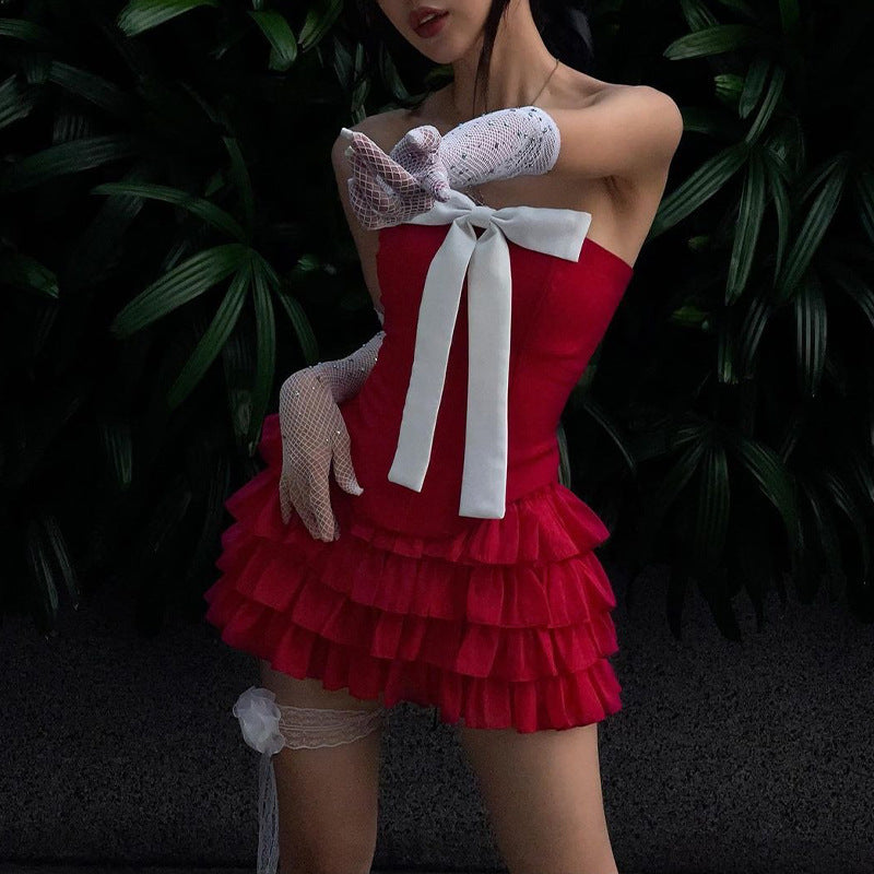 Ruffle Bow Mini Dress
