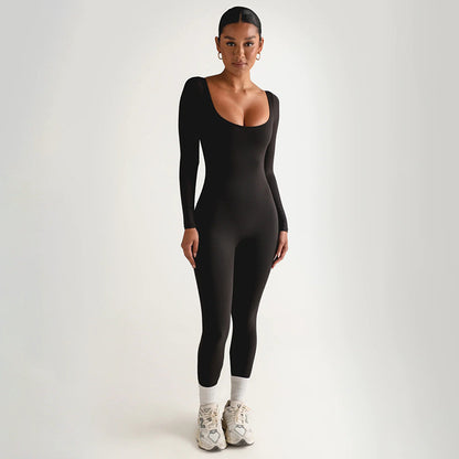 Sexy Soft High Elastic Long-sleeved Tights Trousers Jumpsuit