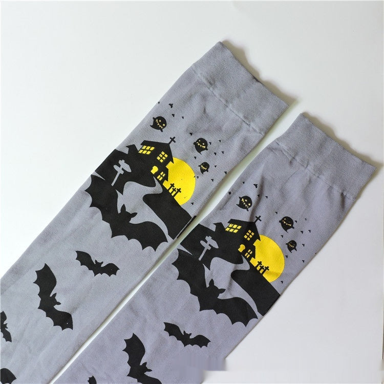Gothic Print Over-Knee Socks