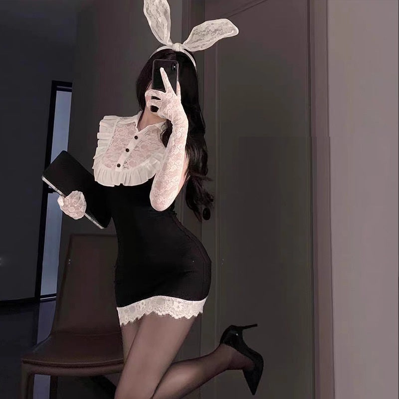 Sexy Lingerie Pure Desire Lace Package Hip Skirt Sexy Bunny Uniform