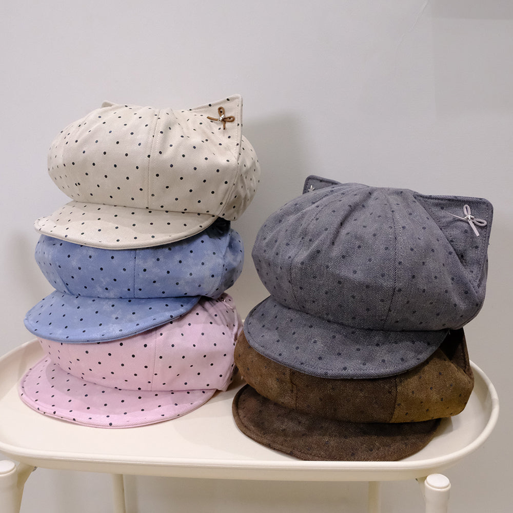 Polka Dot Cat Ear Beret