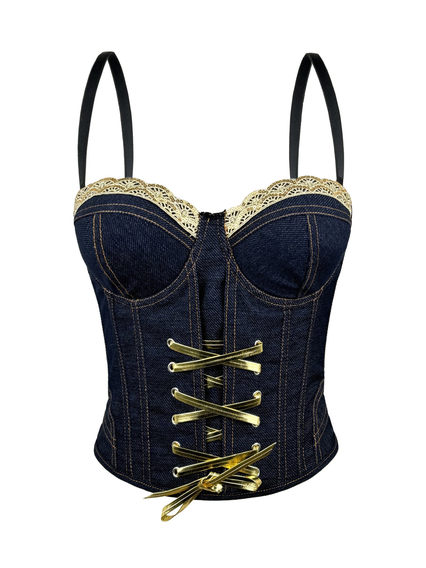 Denim Lace-Up Corset