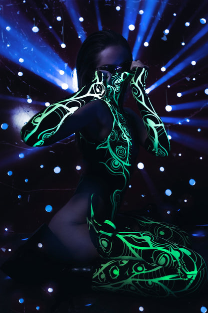 Necrowaves Green Cut-Out Catsuit