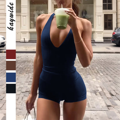 Women's Sports Yoga High Elastic Suspender Shorts Suit