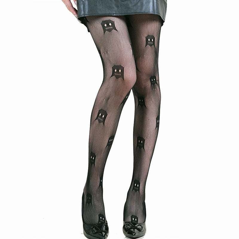 Spiderweb Print Fishnet Tights