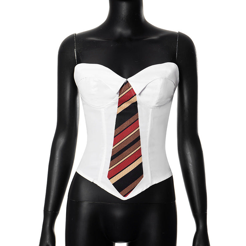 American Fashion Sexy Hot Girl Tie Printed Tube Top Sleeveless Top