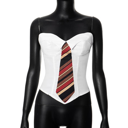 American Fashion Sexy Hot Girl Tie Printed Tube Top Sleeveless Top