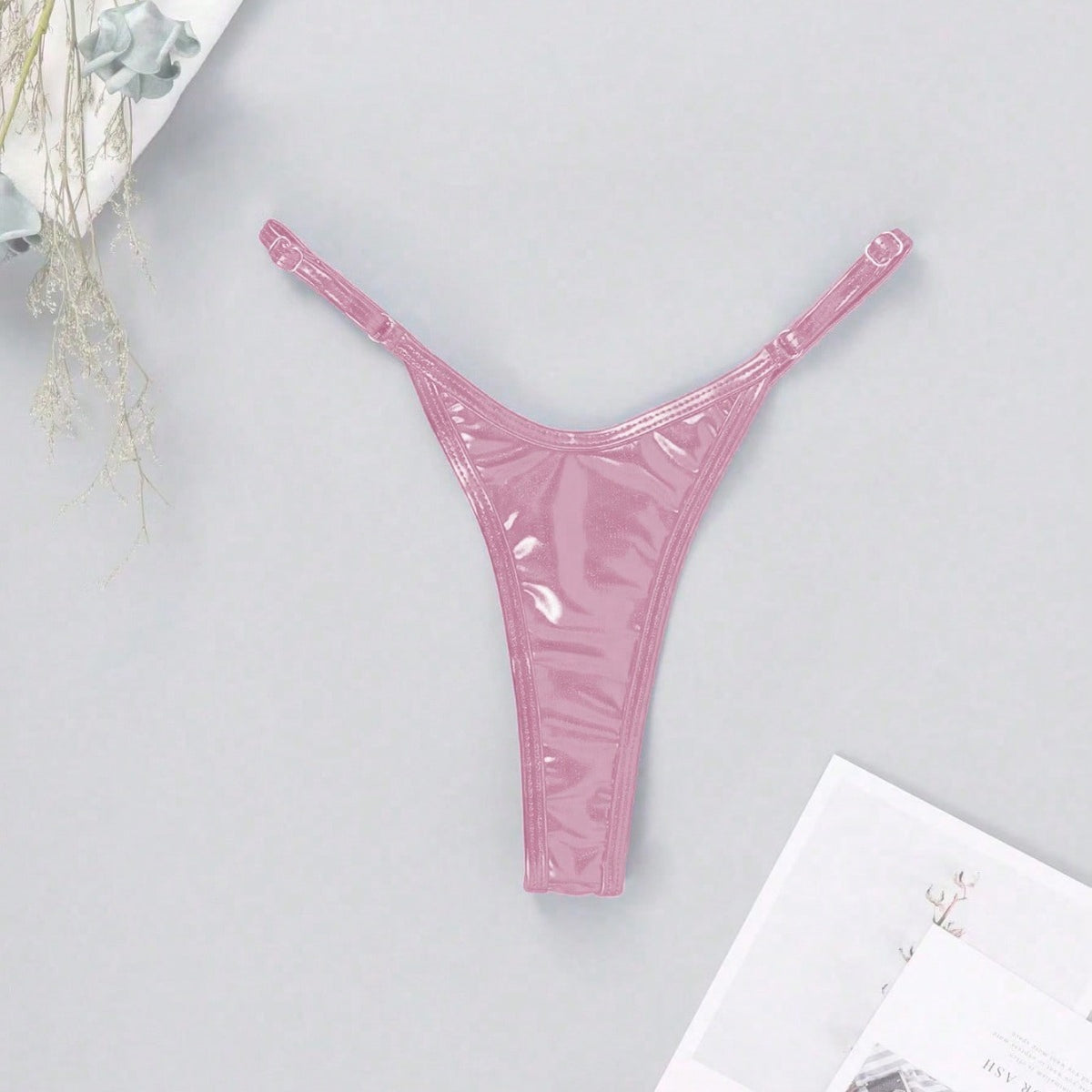 Metallic T-Back Swim Bottoms